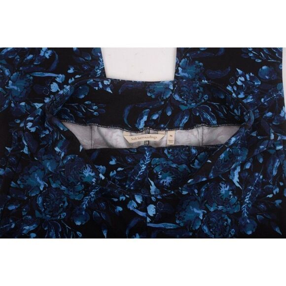 Soft Surroundings Womens Ankle Leggings PS Petite small Black Blue Floral - Picture 6 of 7